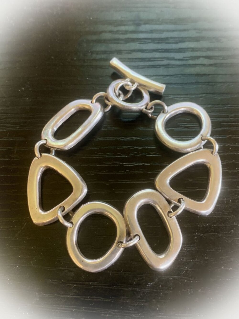 Vintage Modernist Sterling Silver 925 Abstract Geometric Link Bracelet 33.3g